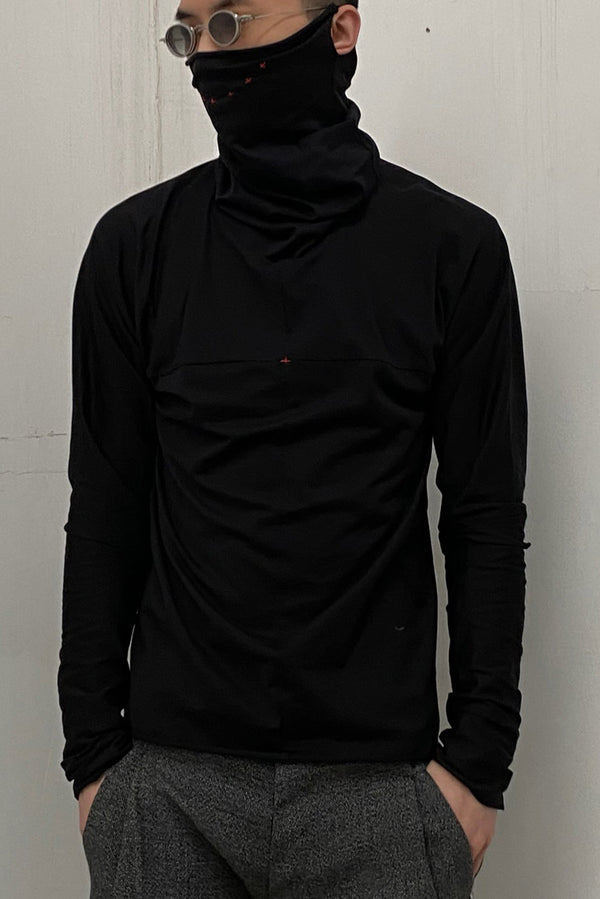 M.A+ integrated mask collar T -shirt T211dno+ JCL10 black